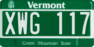 VT license plate XWG117
