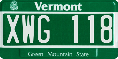 VT license plate XWG118