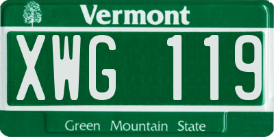 VT license plate XWG119