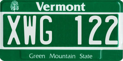 VT license plate XWG122