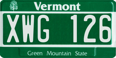 VT license plate XWG126