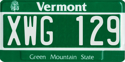 VT license plate XWG129