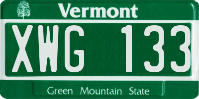 VT license plate XWG133