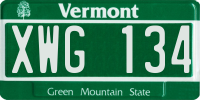 VT license plate XWG134