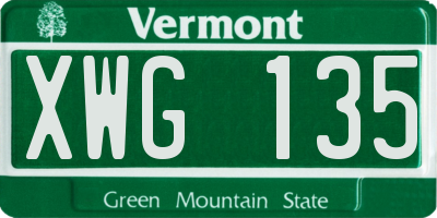 VT license plate XWG135