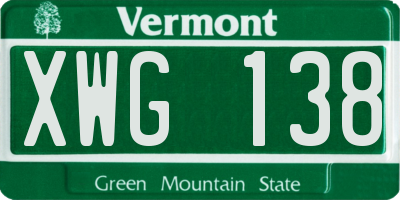 VT license plate XWG138
