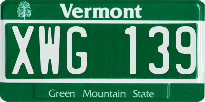 VT license plate XWG139