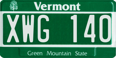 VT license plate XWG140