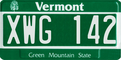 VT license plate XWG142