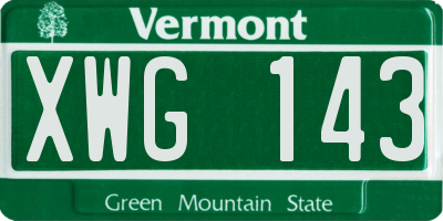 VT license plate XWG143