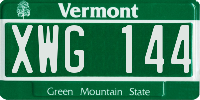 VT license plate XWG144