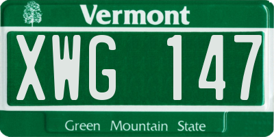 VT license plate XWG147