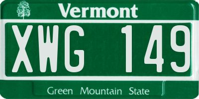 VT license plate XWG149