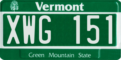 VT license plate XWG151
