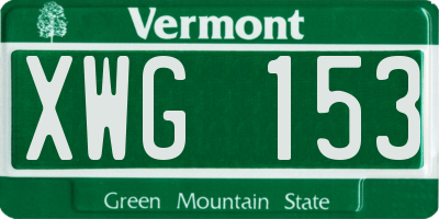 VT license plate XWG153
