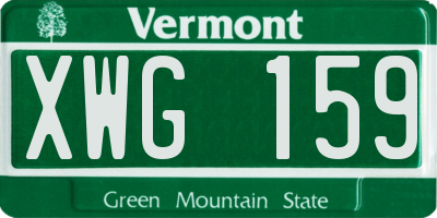 VT license plate XWG159