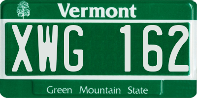 VT license plate XWG162
