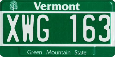 VT license plate XWG163