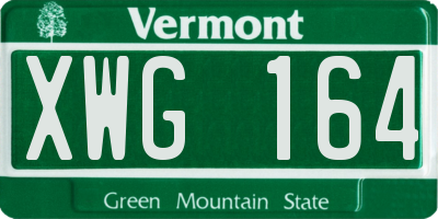 VT license plate XWG164