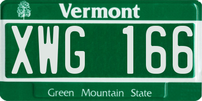 VT license plate XWG166
