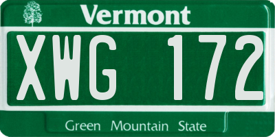 VT license plate XWG172