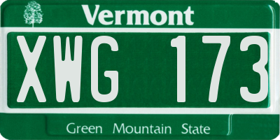 VT license plate XWG173