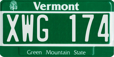 VT license plate XWG174