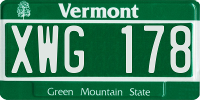VT license plate XWG178