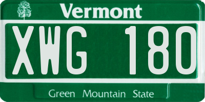 VT license plate XWG180