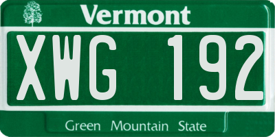 VT license plate XWG192