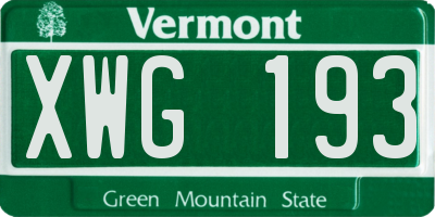VT license plate XWG193