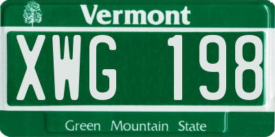 VT license plate XWG198