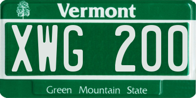 VT license plate XWG200