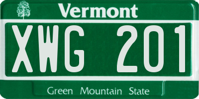 VT license plate XWG201