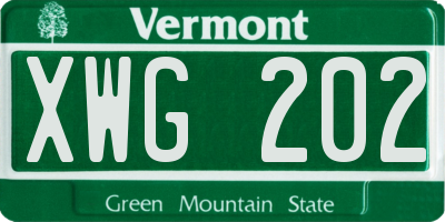 VT license plate XWG202