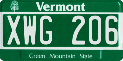 VT license plate XWG206