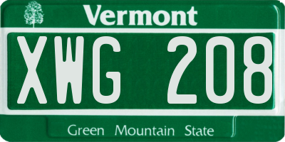 VT license plate XWG208