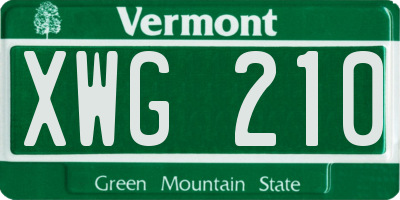 VT license plate XWG210