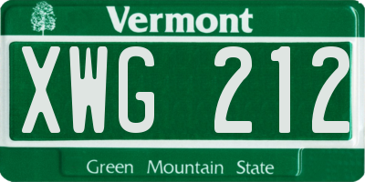 VT license plate XWG212