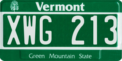 VT license plate XWG213