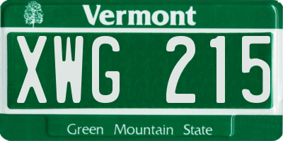 VT license plate XWG215