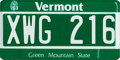 VT license plate XWG216