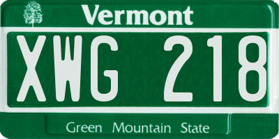 VT license plate XWG218
