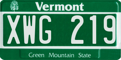 VT license plate XWG219