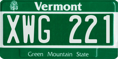 VT license plate XWG221
