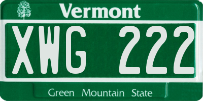 VT license plate XWG222