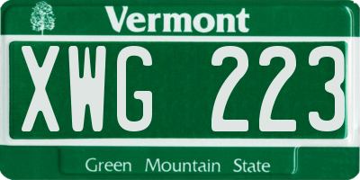 VT license plate XWG223