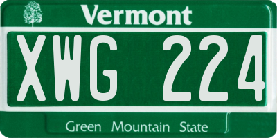 VT license plate XWG224