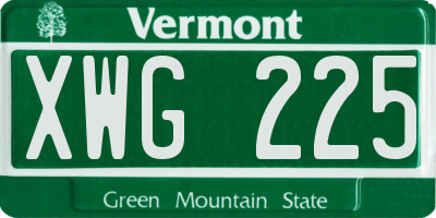 VT license plate XWG225