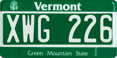 VT license plate XWG226